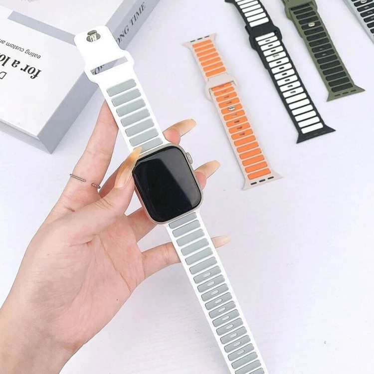 قیمت و خرید بند سیلیکونی دورنگ اپل واچ سایز 44 میلی متری (تمامی سری ها) از بندچی