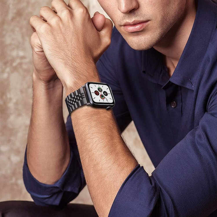 قیمت و خرید بند استیل مدل 5bead استیل مناسب اپل واچ سایز 42 میلی متری سری 10 و 11 از بندچی