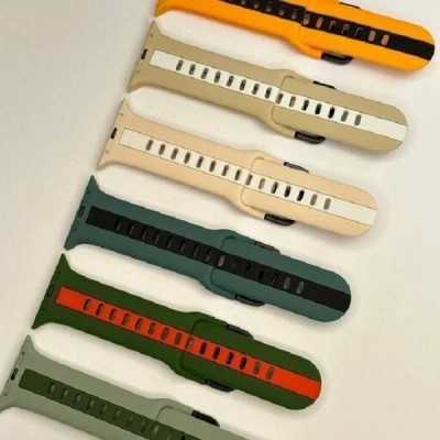 خریدبند سیلیکون پاک کنی خط دار اصل مدل Sic مناسب برای اپل واچ apple wache سایز38و رنگ بندی کامل از بندچی