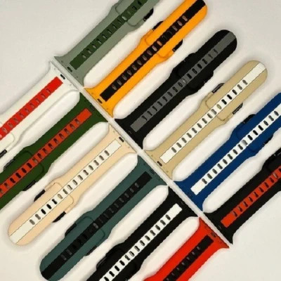 خرید بند سیلیکون پاک کنی خط دار اصل مدل Sic مناسب برای اپل واچ apple wache سایز40(رنگ بندی کامل) از بندچی