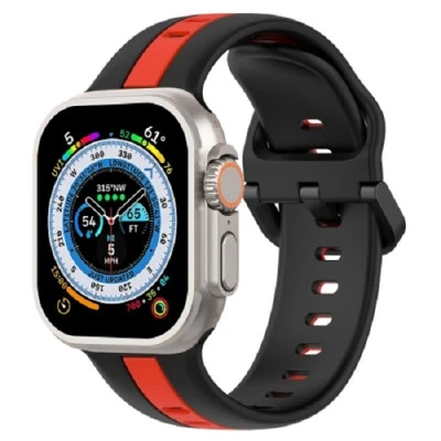 خرید بند سیلیکون پاک کنی خط دار اصل مدل Sic مناسب برای اپل واچ apple wache سایز46 سری 10(رنگ بندی کامل) از بندچی