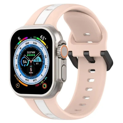 خرید بند سیلیکون پاک کنی خط دار اصل مدل Sic مناسب برای اپل واچ apple wache سایز46 سری 11(رنگ بندی کامل) از بندچی