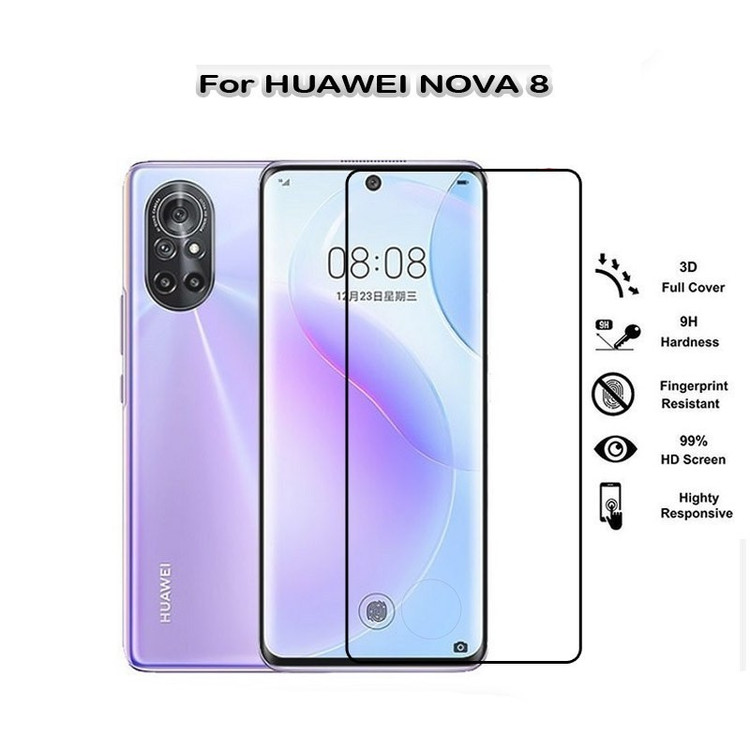 قیمت و خرید گلس شیشه ای ایج مناسب برای گوشی آهوآوی نوا huawei Nova 8| محافظ صفحه فول چسب 3D از بندچی