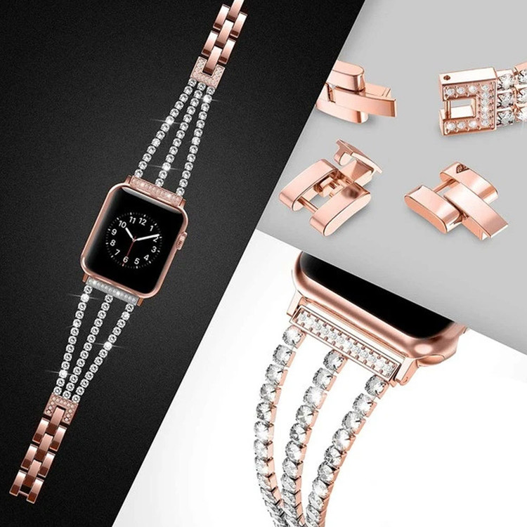 قیمت و خرید بند استیل ضد زنگ اپل واچ زنانه مدل 3Line-Diamond | سایزبندی کامل و قفل محکم از بندچی