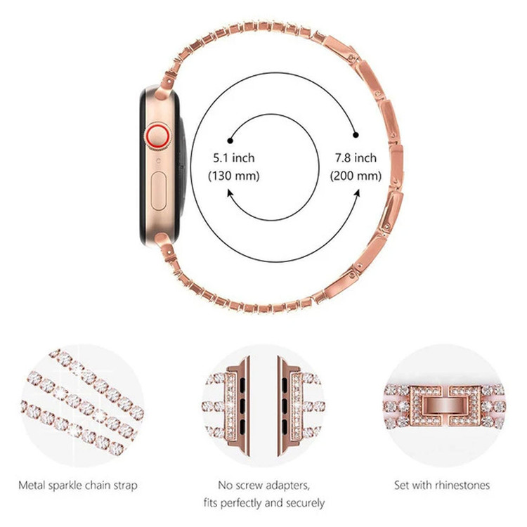 قیمت و خرید بند استیل ضد زنگ اپل واچ زنانه مدل 3Line-Diamond | سایزبندی کامل و قفل محکم از بندچی