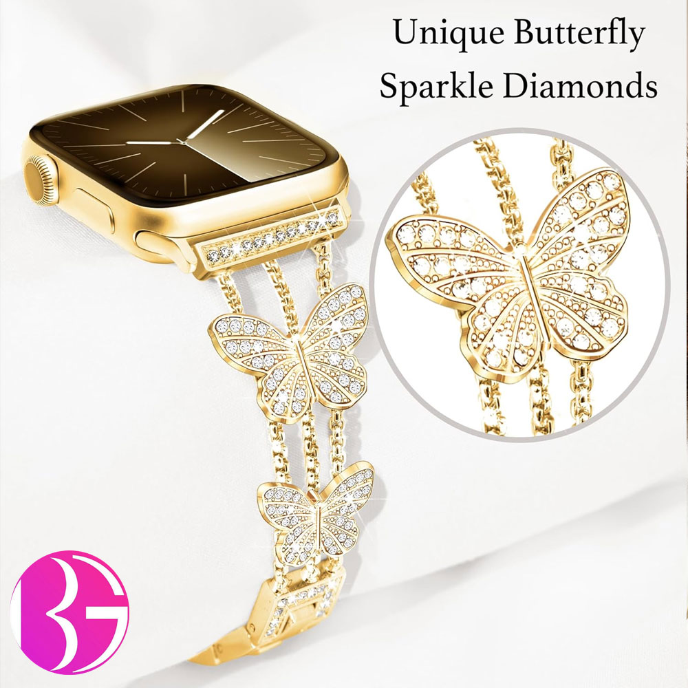 بند استیل زنانه مدل پروانه ای مناسب اپل واچ سری اولترا 1/2/3 Apple watch Ultra سایز 49 میلی متر
