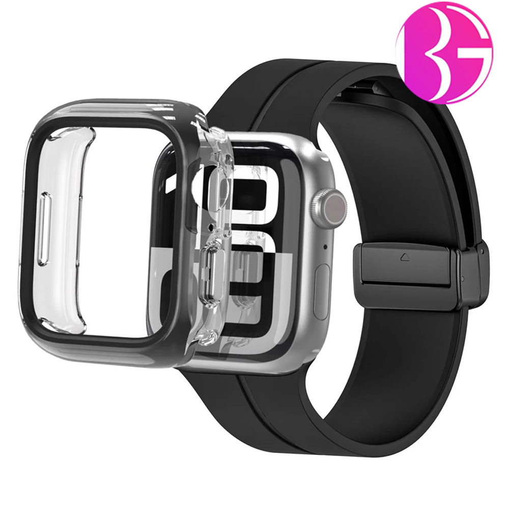 گارد کریستال به همراه بند مگنتی مناسب برای اپل واچ سایز 44 میلی متری  Apple Watch SE/1/2/3/4/5/6/7/8/9 44mm