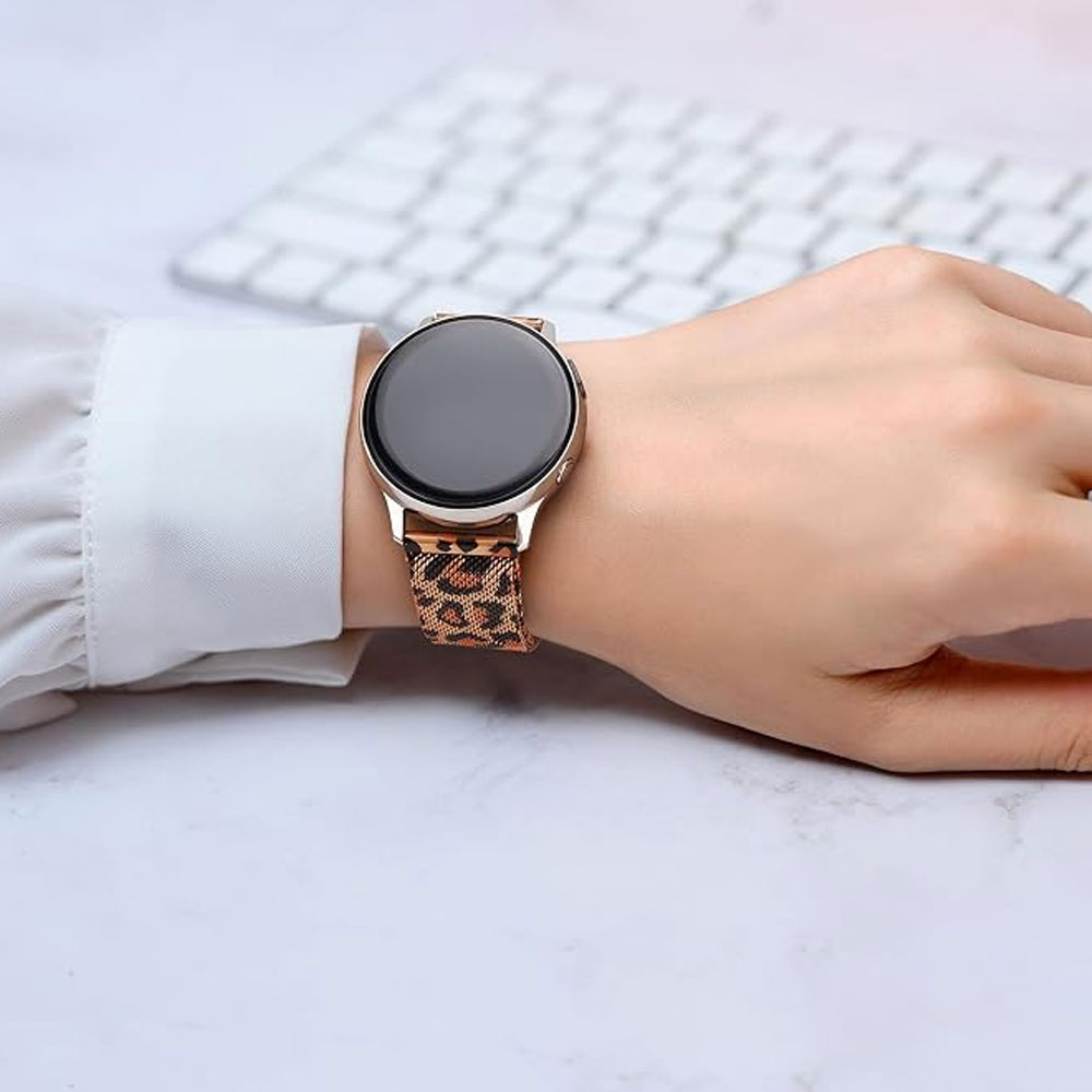 بند فلزی زنانه مدل پلنگی مناسب ساعت سامسونگ گلکسی واچ پنج سایز 40 میلی متر Galaxy Watch 5 40mm از جنس استیل ضد زنگ