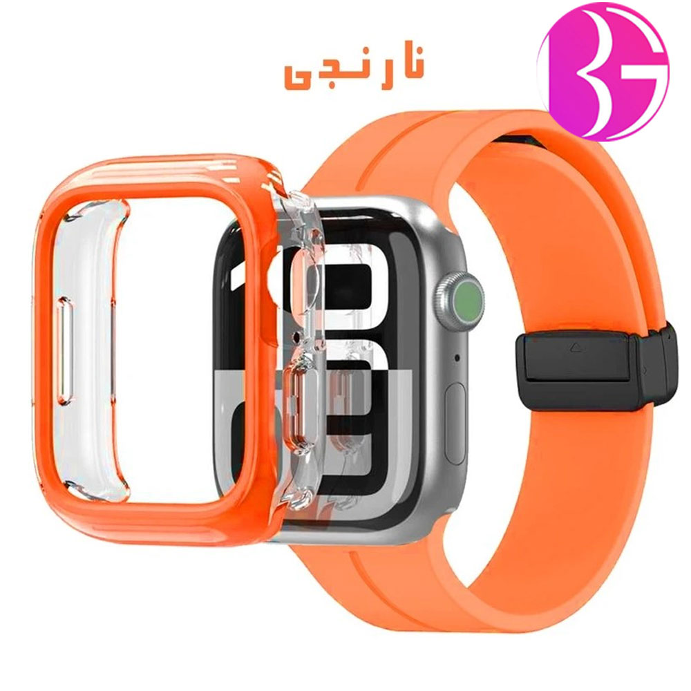 گارد کریستال به همراه بند مگنتی مناسب برای اپل واچ سری 10 / 11 سایز 40 میلی متری Apple Watch Se 10/11 40mm
